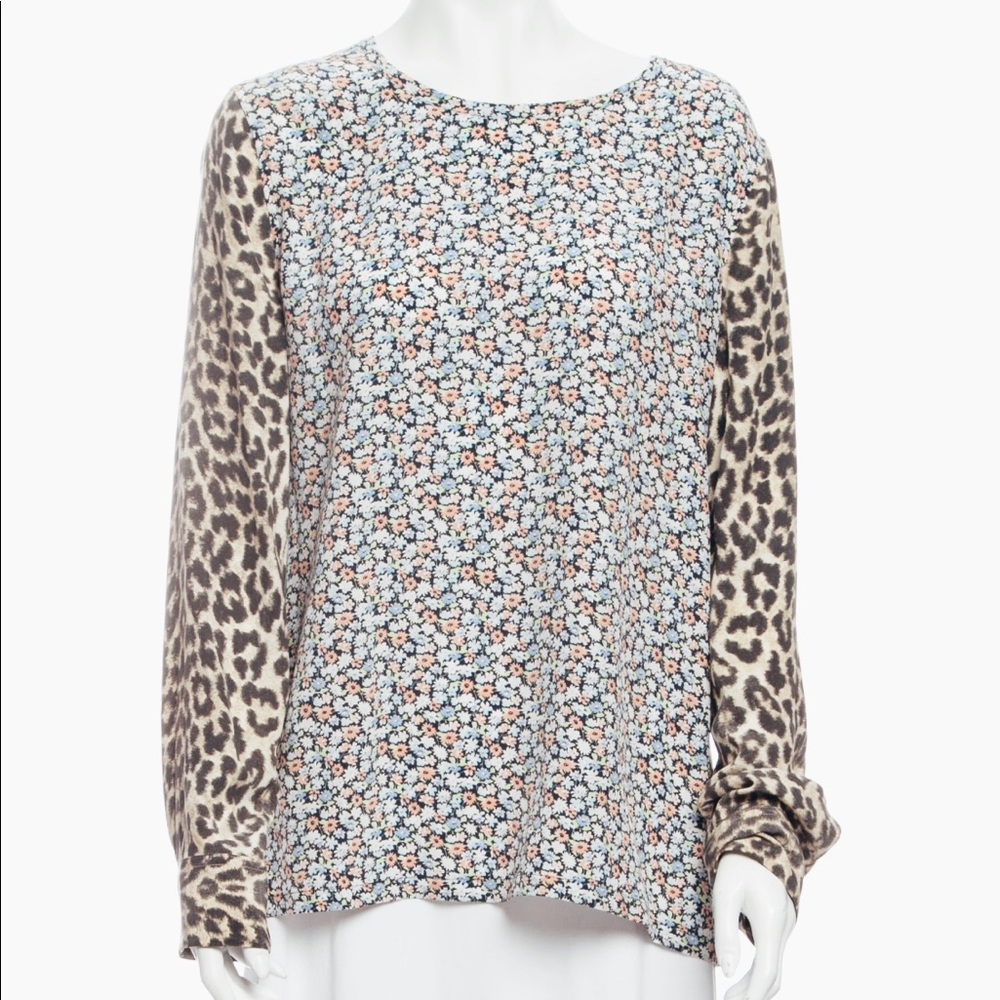 Equipment Silk Animal & Flower Print Blouse Large